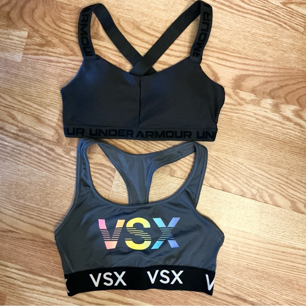 Under Armour and VSX Sports Bra Duo - Black and Gray Size Small